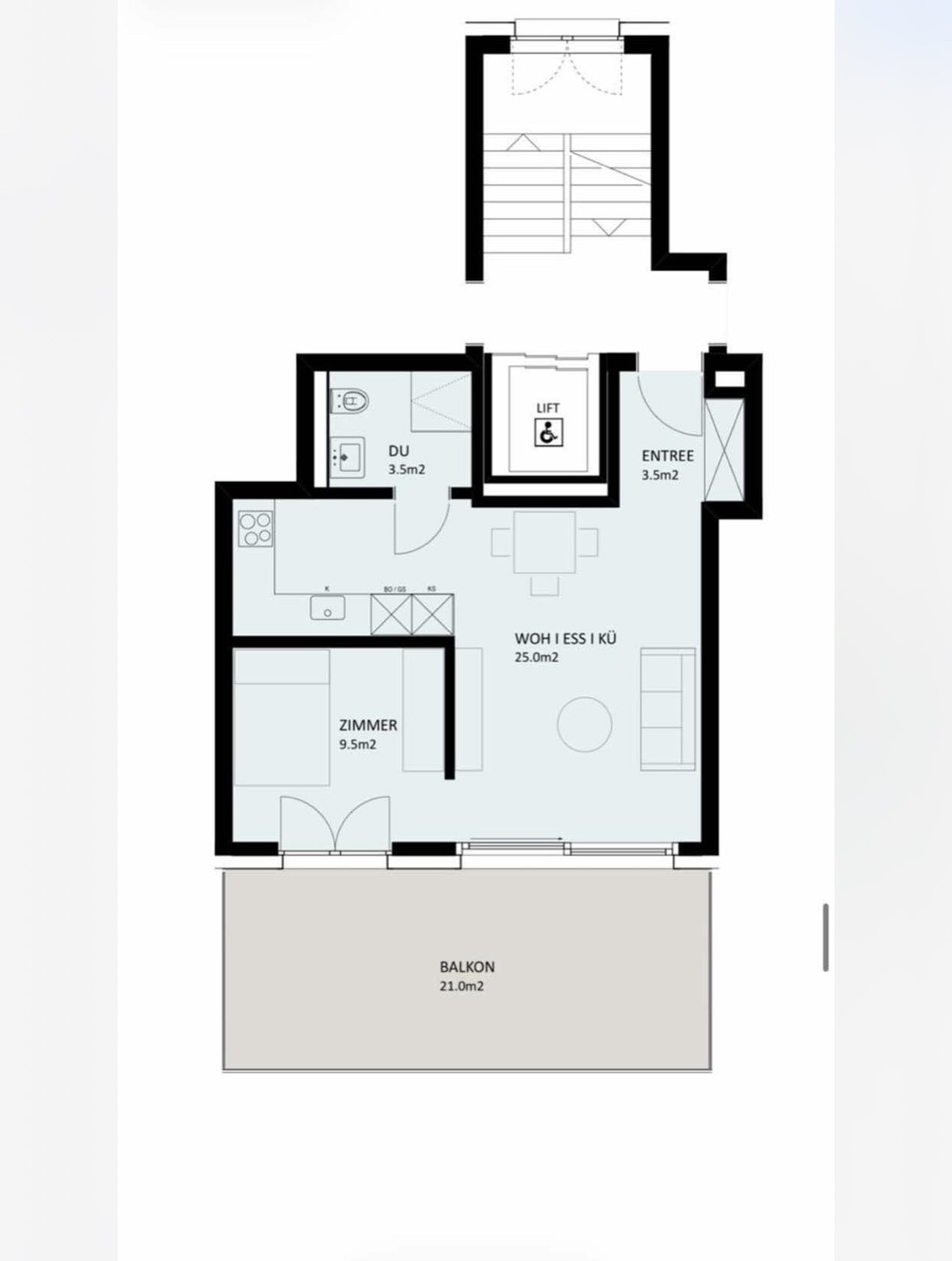1 ½ rooms apartment
