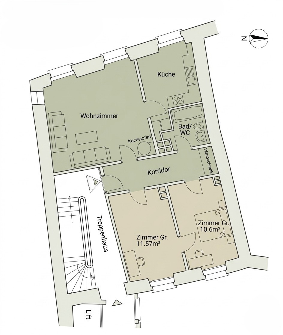 Möblierte 3 ½ Zimmer Wohnung