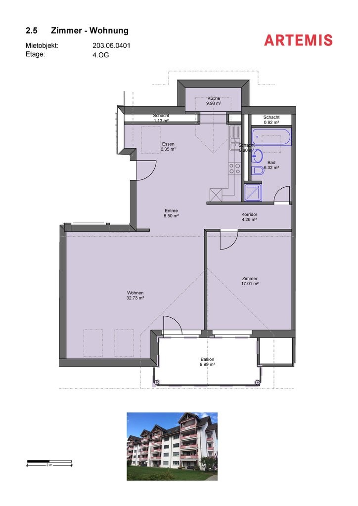 2 ½ rooms roof flat