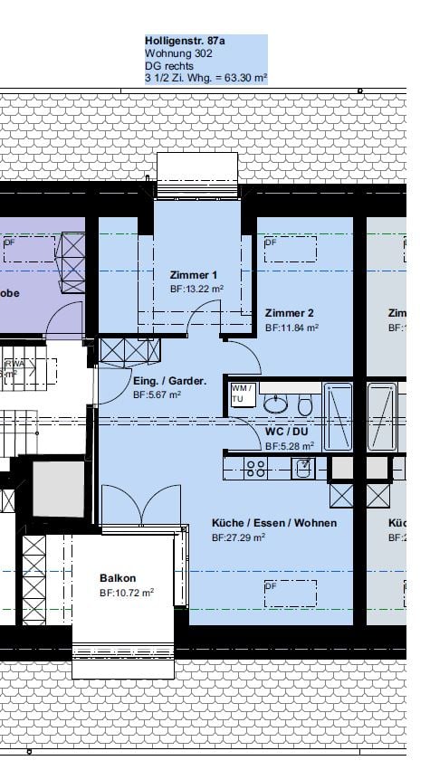 3 ½ rooms roof flat