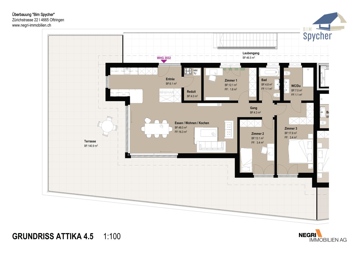 4 ½ rooms attic flat