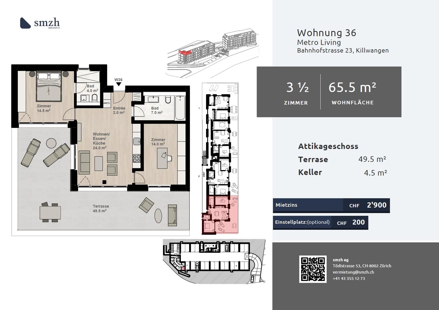Appartement en attique de 3 ½ pièces