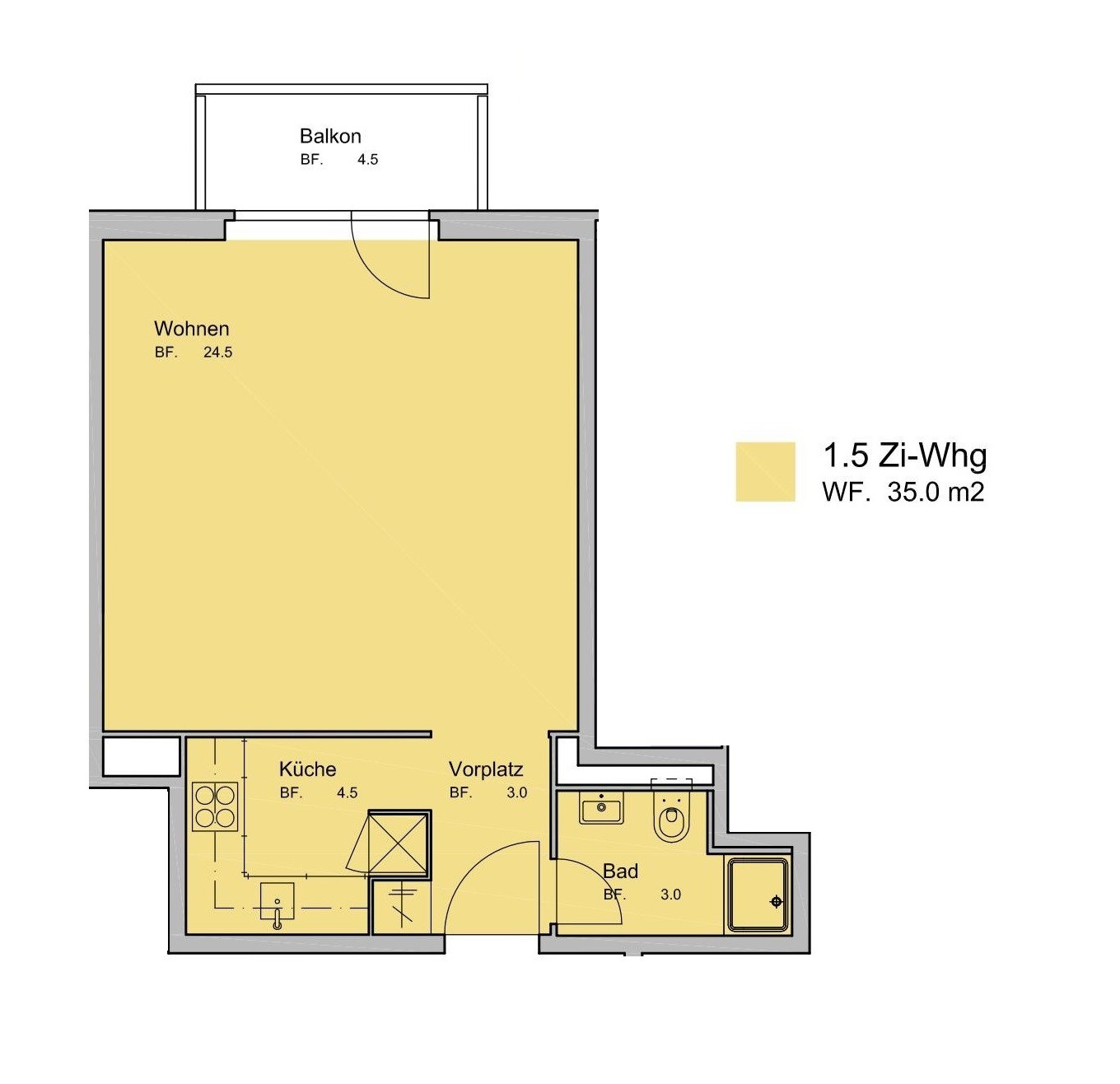 1 ½ rooms apartment
