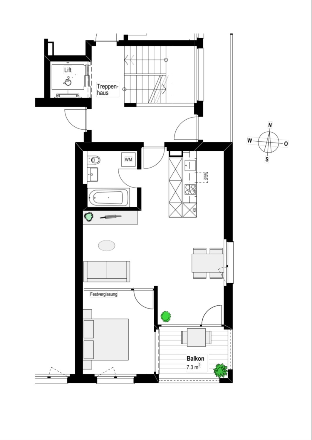 1 ½ rooms apartment