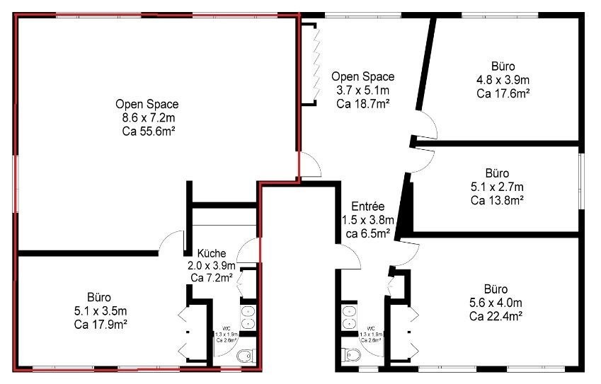 84m² office