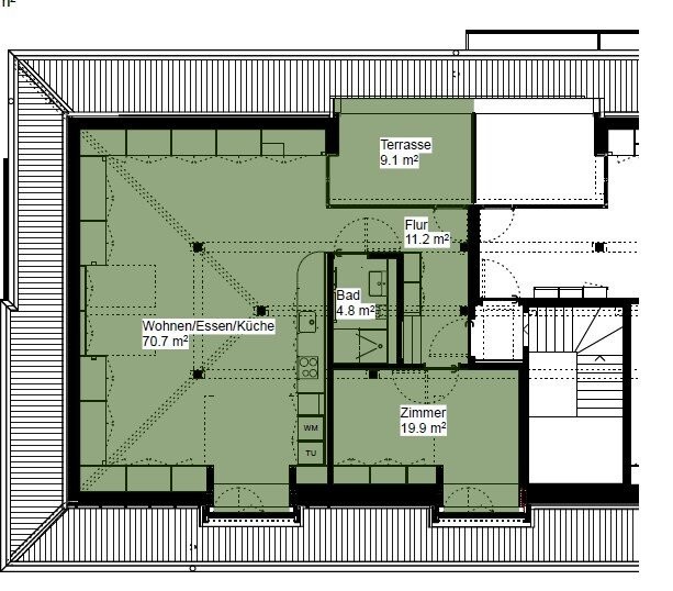 2 rooms attic flat
