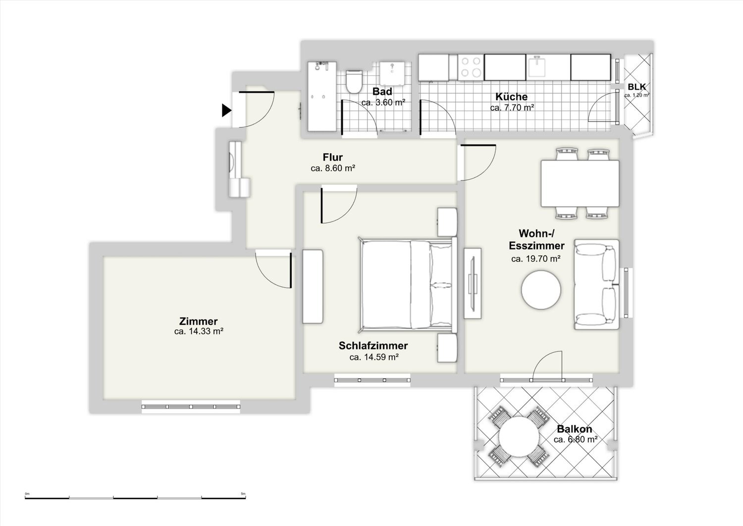 3 rooms apartment