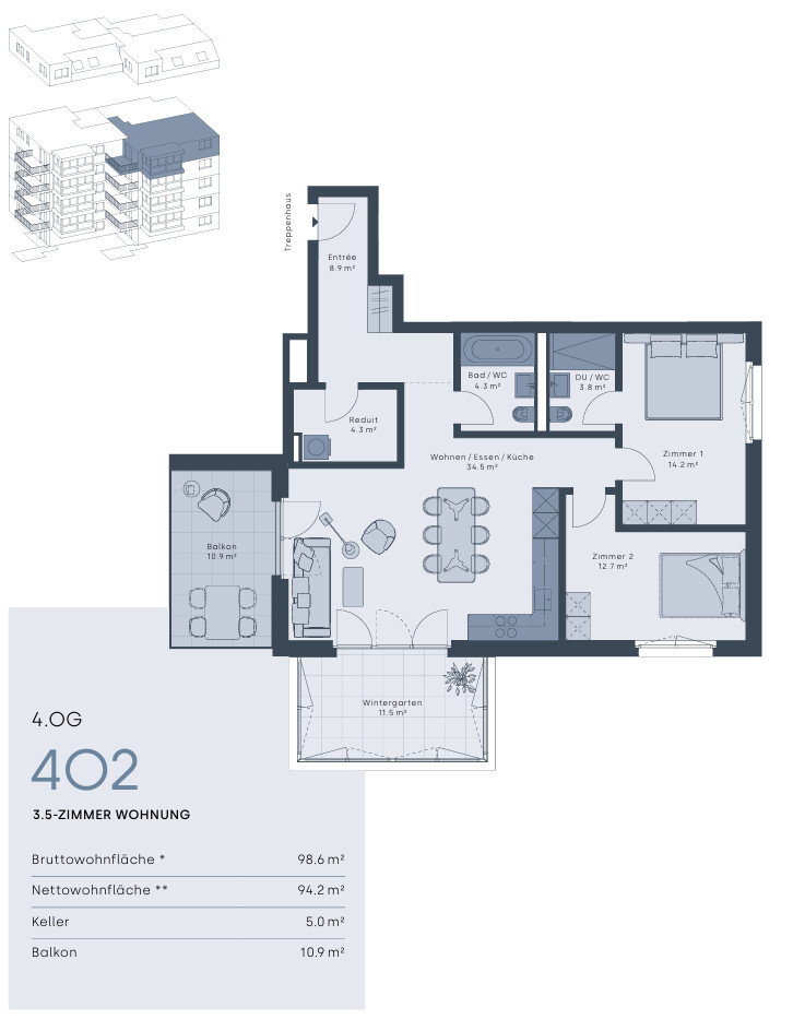 Appartamento di 3 ½ locali