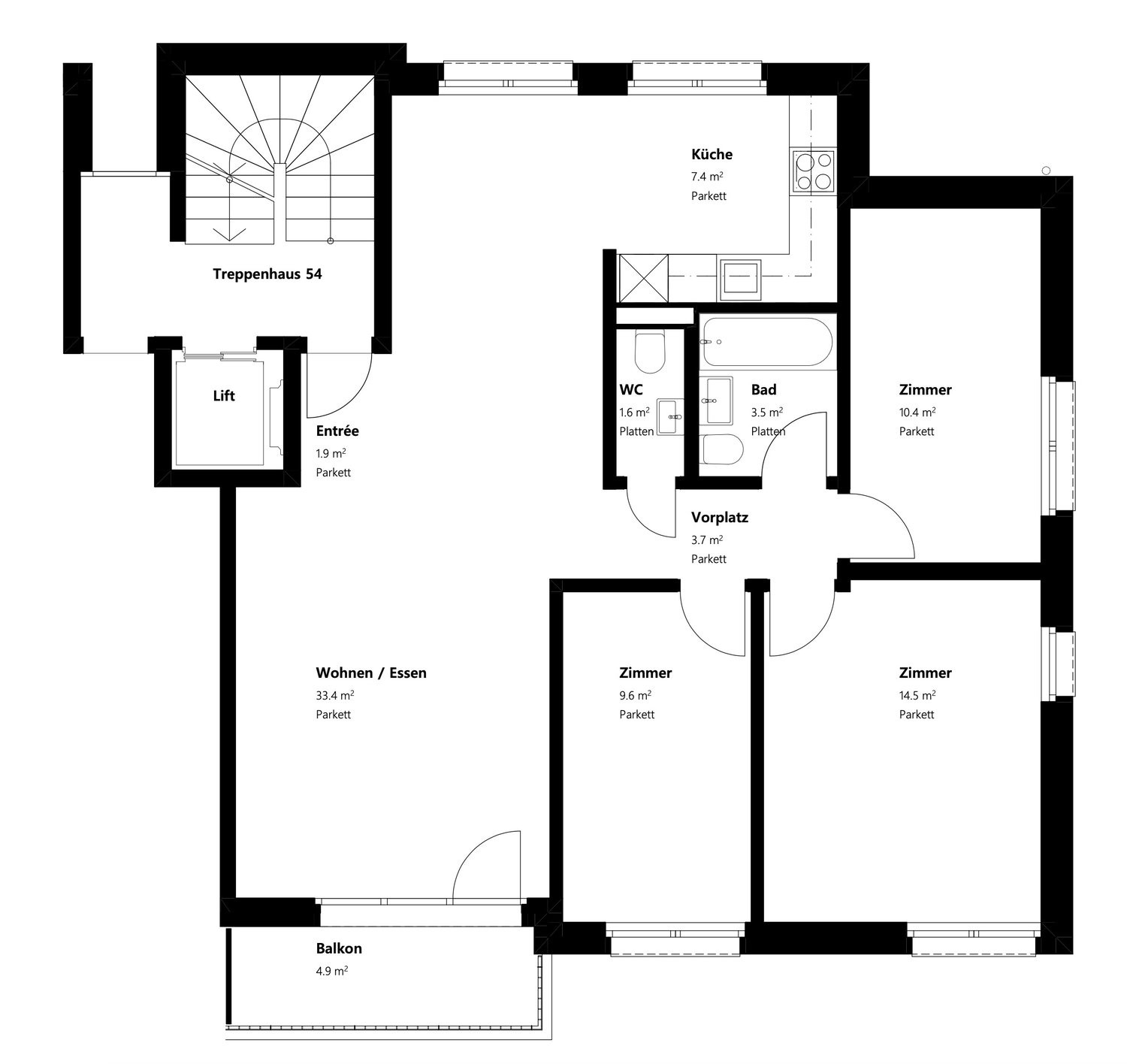4 ½ rooms furnished flat