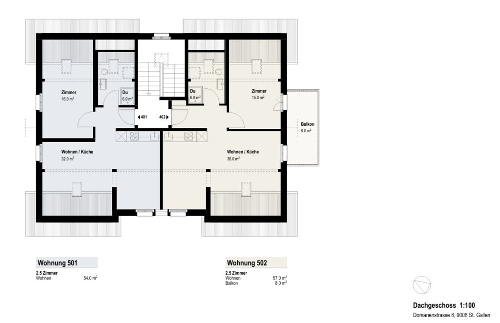 2 ½ rooms roof flat