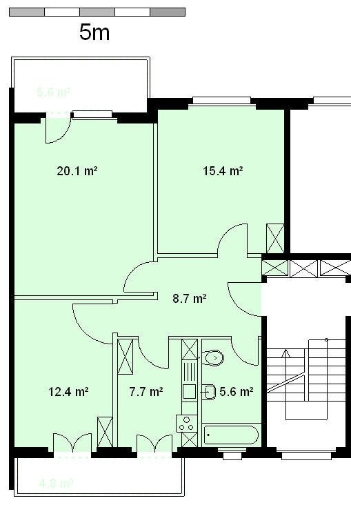 3 rooms apartment
