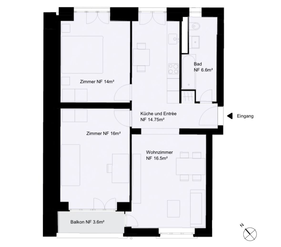 Appartement de 3 ½ pièces