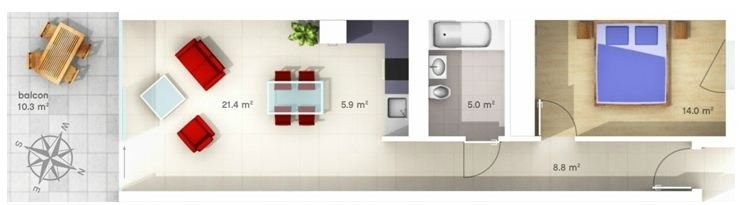 2 ½ rooms apartment