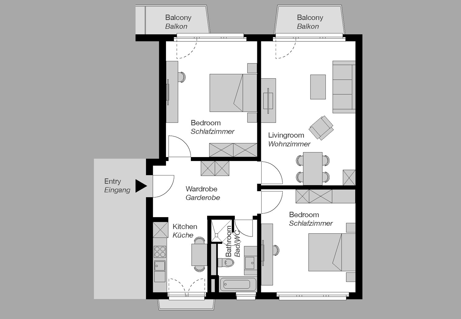 3 ½ pièces appartement meublé