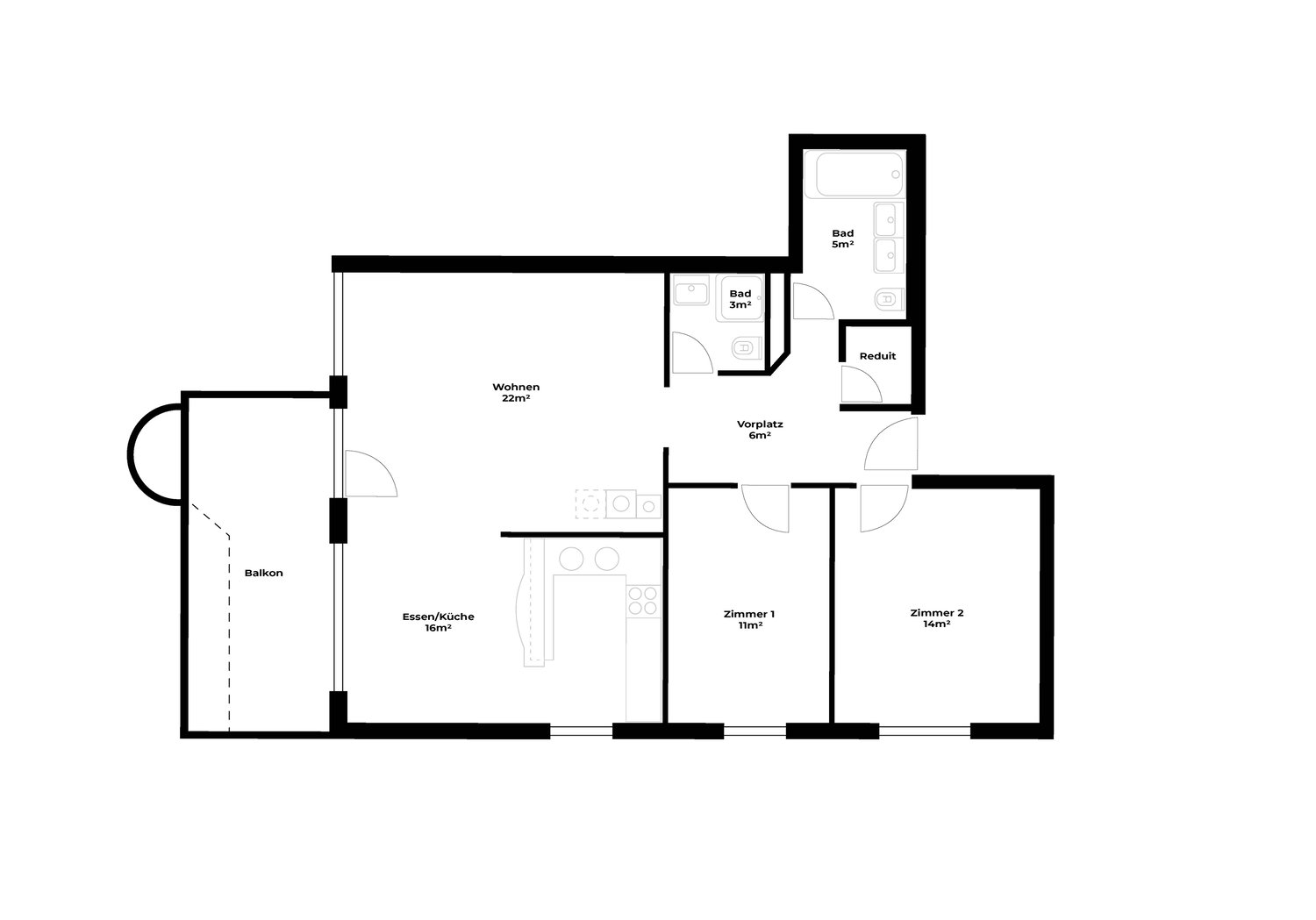 3 ½ pièces appartement meublé