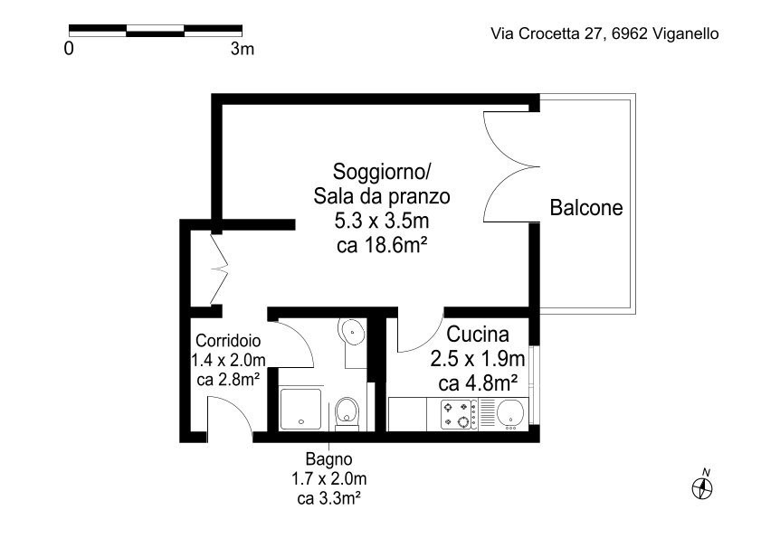 1 ½ rooms apartment