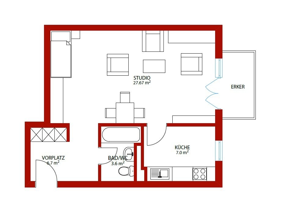 1 ½ rooms apartment
