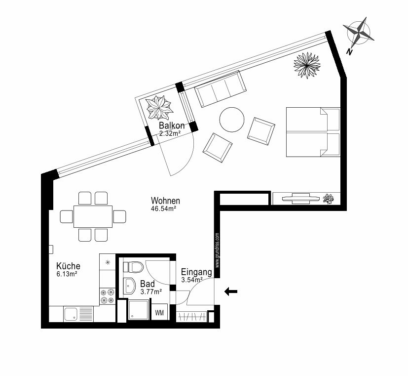 1 ½ rooms apartment
