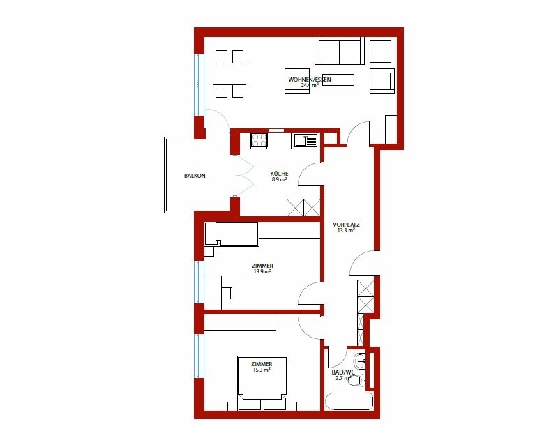 3 ½ rooms apartment