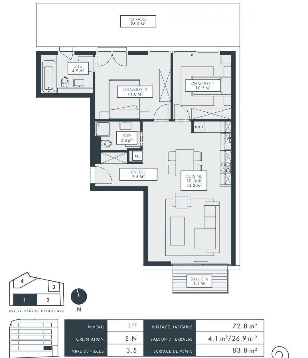 3 rooms apartment
