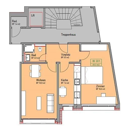 2 ½ rooms apartment