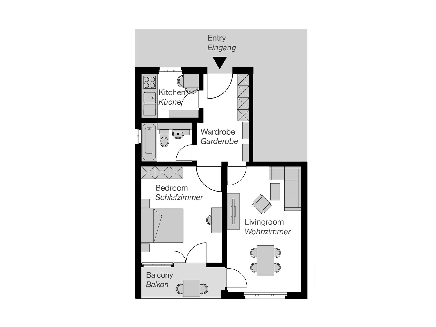 2 camere appartamento arredato