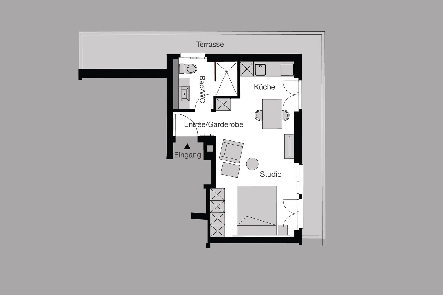 1 pièce appartement meublé