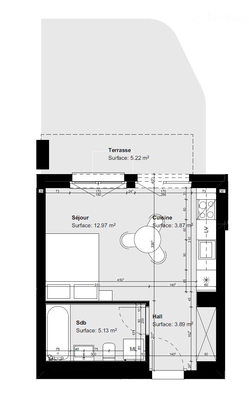 1 ½ rooms apartment