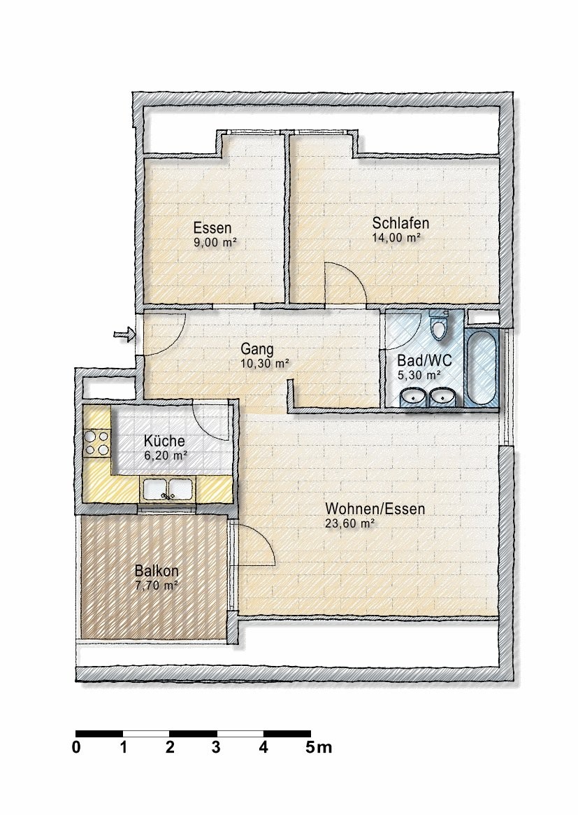 3 rooms apartment
