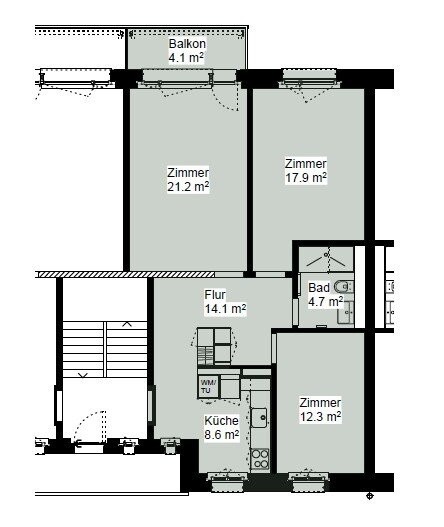 3 rooms apartment