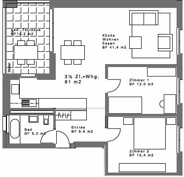 3 ½ rooms apartment