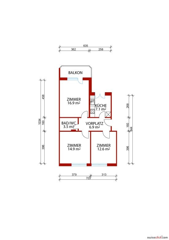 3 rooms apartment