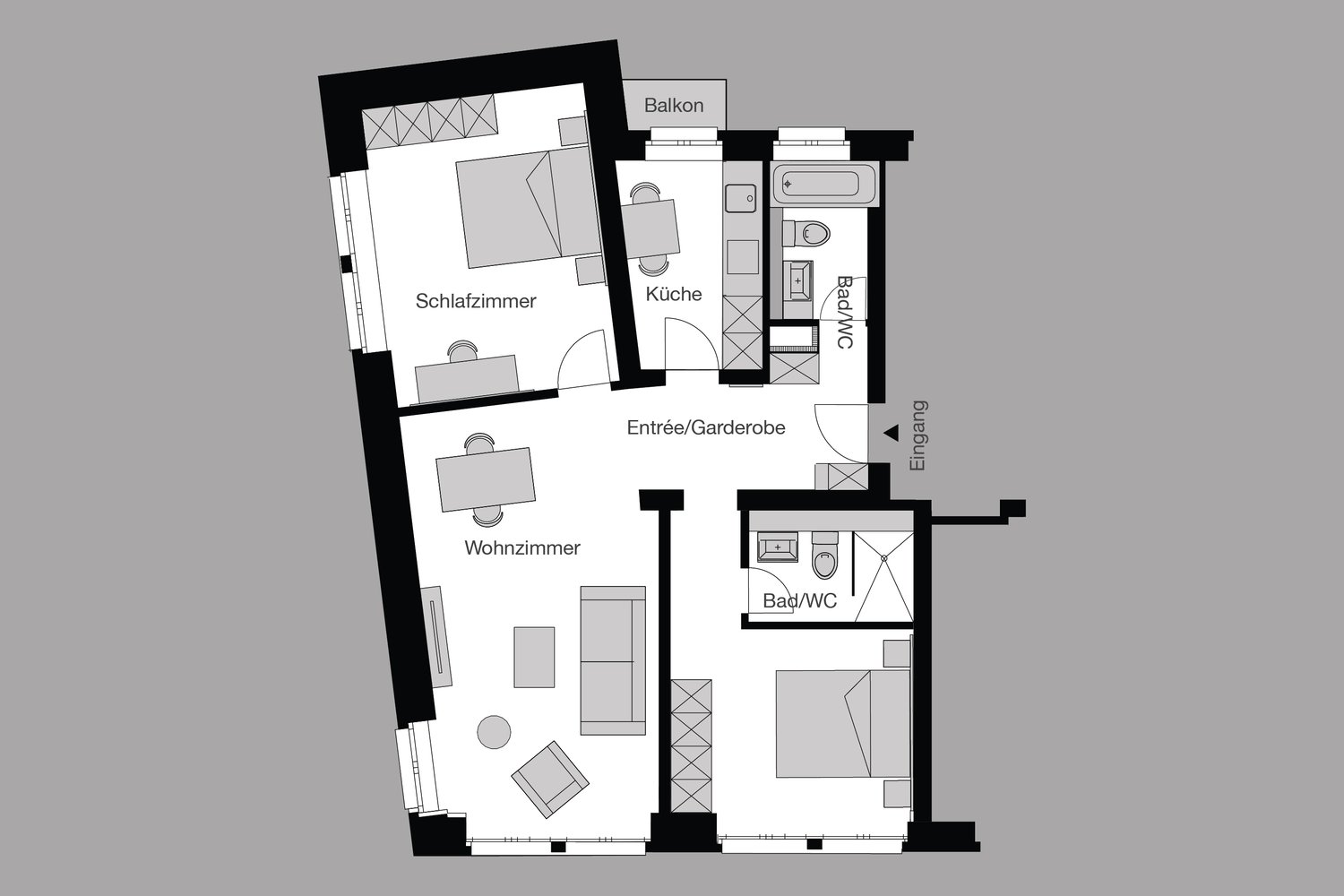 3 ½ pièces appartement meublé