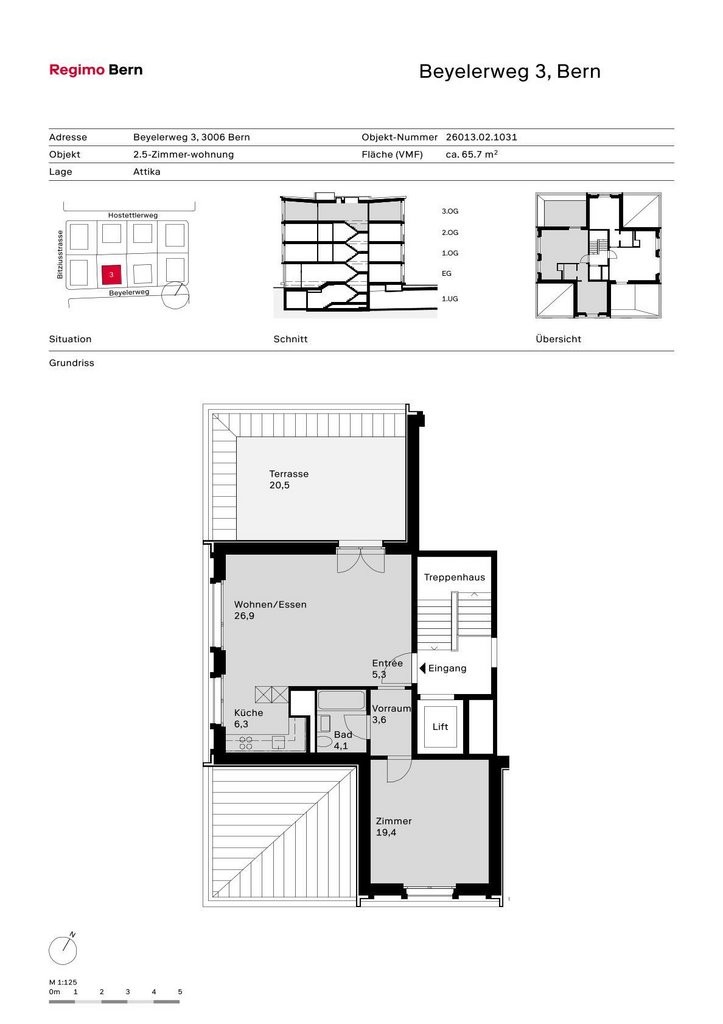 2 ½ rooms attic flat