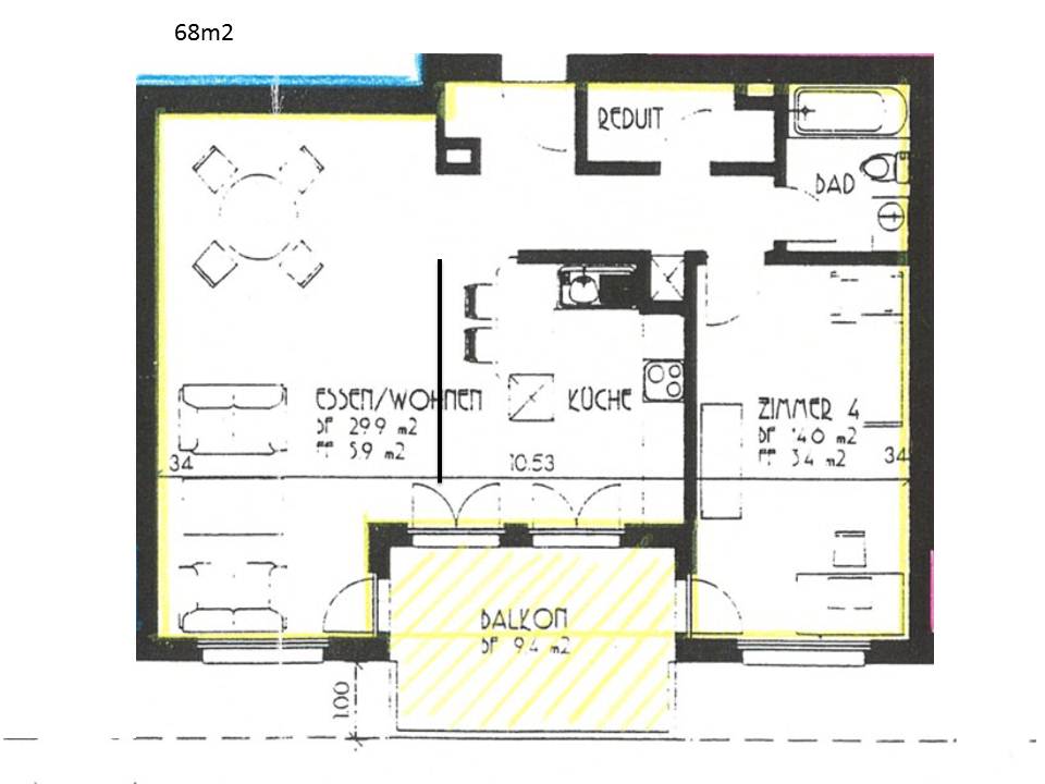 2 ½ rooms furnished flat
